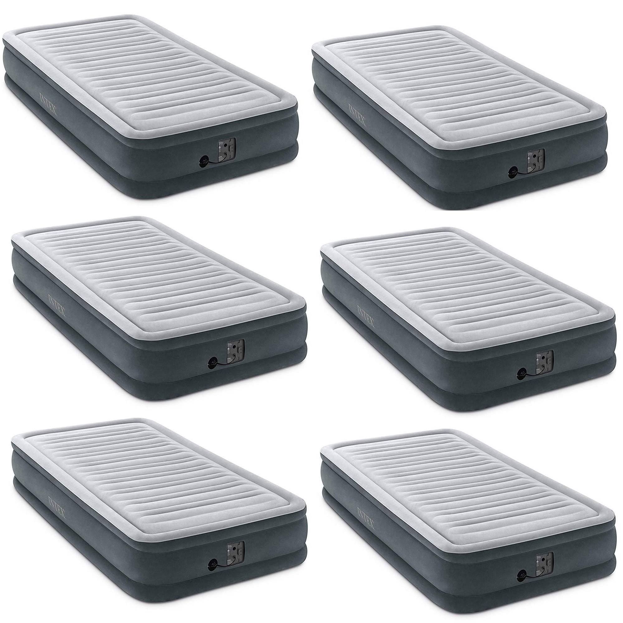 Intex Comfort Plush Dura Beam Plus Series Mid Rise Airbed w/ Pump Twin 6 Pack