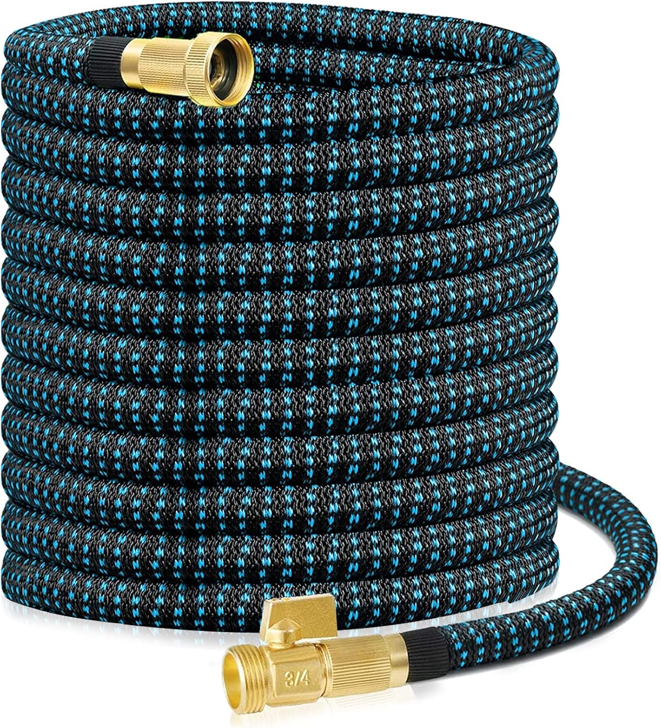 Vorey Garden Hose 100FT, Flexible Lightweight Expandable Hose Expanding Durable Water Hose with 3/4 Inch Solid Brass Fittings, Black (Nozzle Sprayer Not Included) Pack of 2