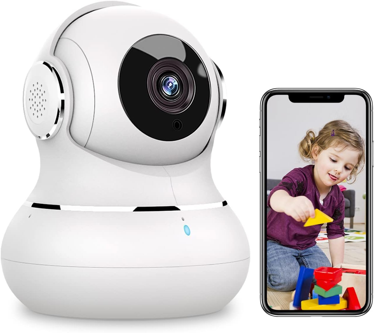 [2022 New] Pet Camera, Crzwok 1080P Indoor Security Camera, Home Camera with Phone App, 360 Degree WiFi Camera Wireless for Baby/Dog, IR Night Vision, Motion Detection, 2-Way Audio, Work with Alexa Pack of 2