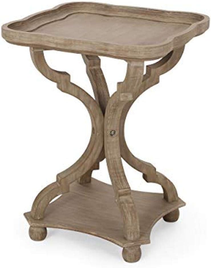 Christopher Knight Home Eudora French Country Accent Table with Square Top, Natural + Distressed White
