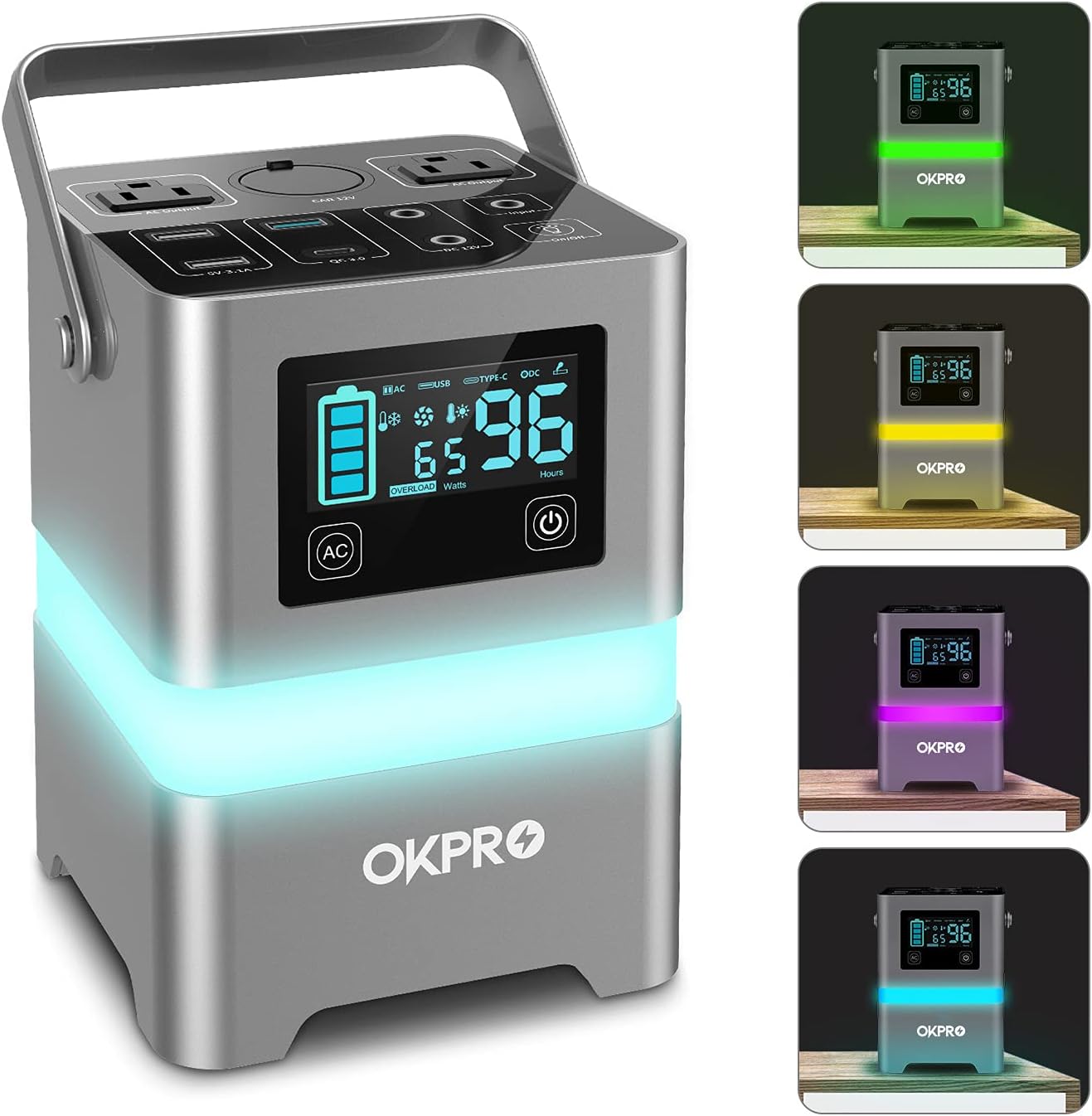 OKPRO Portable Power Station, 62500mA /231Wh Solar Generator, Portable Power Supply with 110V/200W Pure Sine Wave AC Outlet, Solar Battery Pack for Camping Travel Emergency