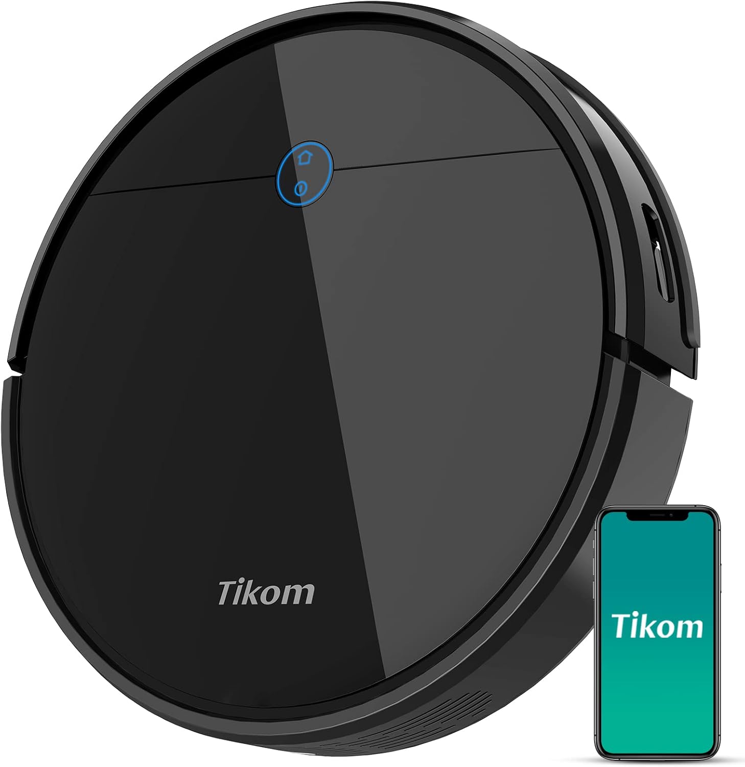 Tikom Robot Vacuum Cleaner, 2700Pa Robotic Vacuums with Self-Charging, Good for Pet Hair, Carpets, Hard Floors, Black