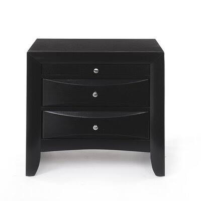Birkan 3 - Drawer Nightstand Red Barrel Studio Color: Black