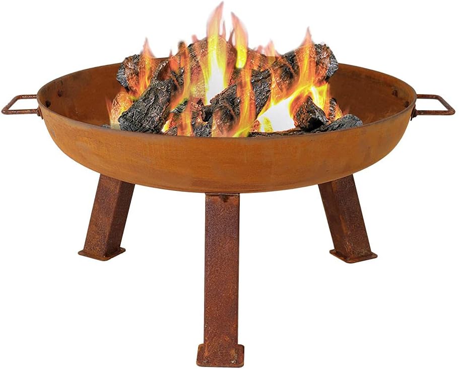Sunnydaze Rustic Cast Iron Fire Pit Bowl with Handles - Outdoor Wood-Burning Fire Pit Bowl for Backyard, Patio or Porch - 24-Inch Diameter