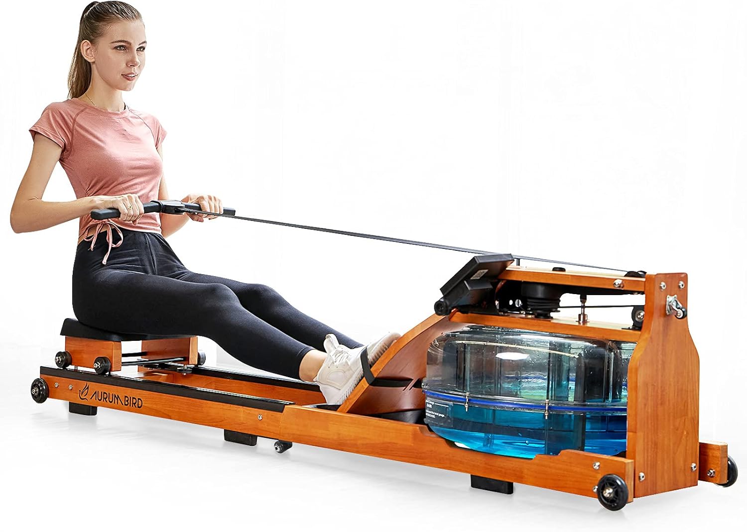 AURUMBIRD Water Rowing Machine,Wooden Water Resistance Rowing Machine for Home Gyms Use with LED Moniter, Full-Body Workout Machine