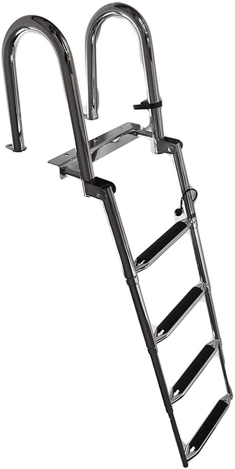 MARINE CITY Stainless Steel Heavy Duty Telescoping Transom Swim Deck 4 Step Ladder for Boat Yacht