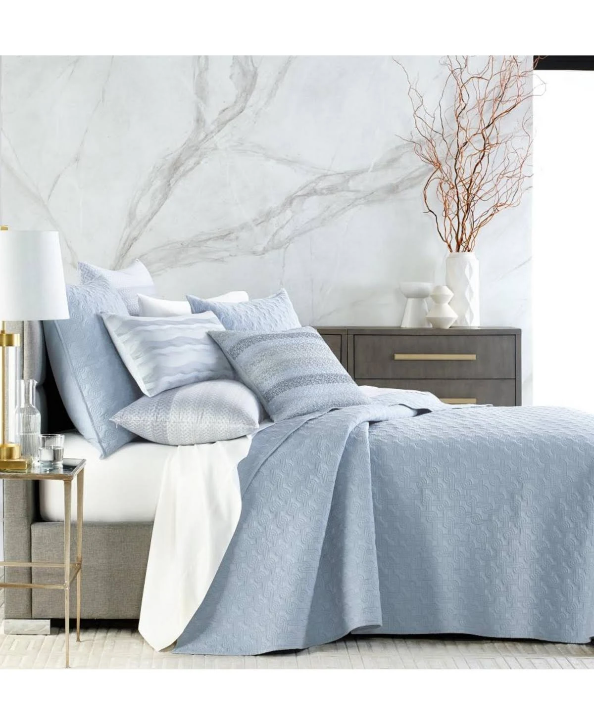 Hotel Collection Parallel Full/Queen Coverlet, Created for Macy&s - Blue
