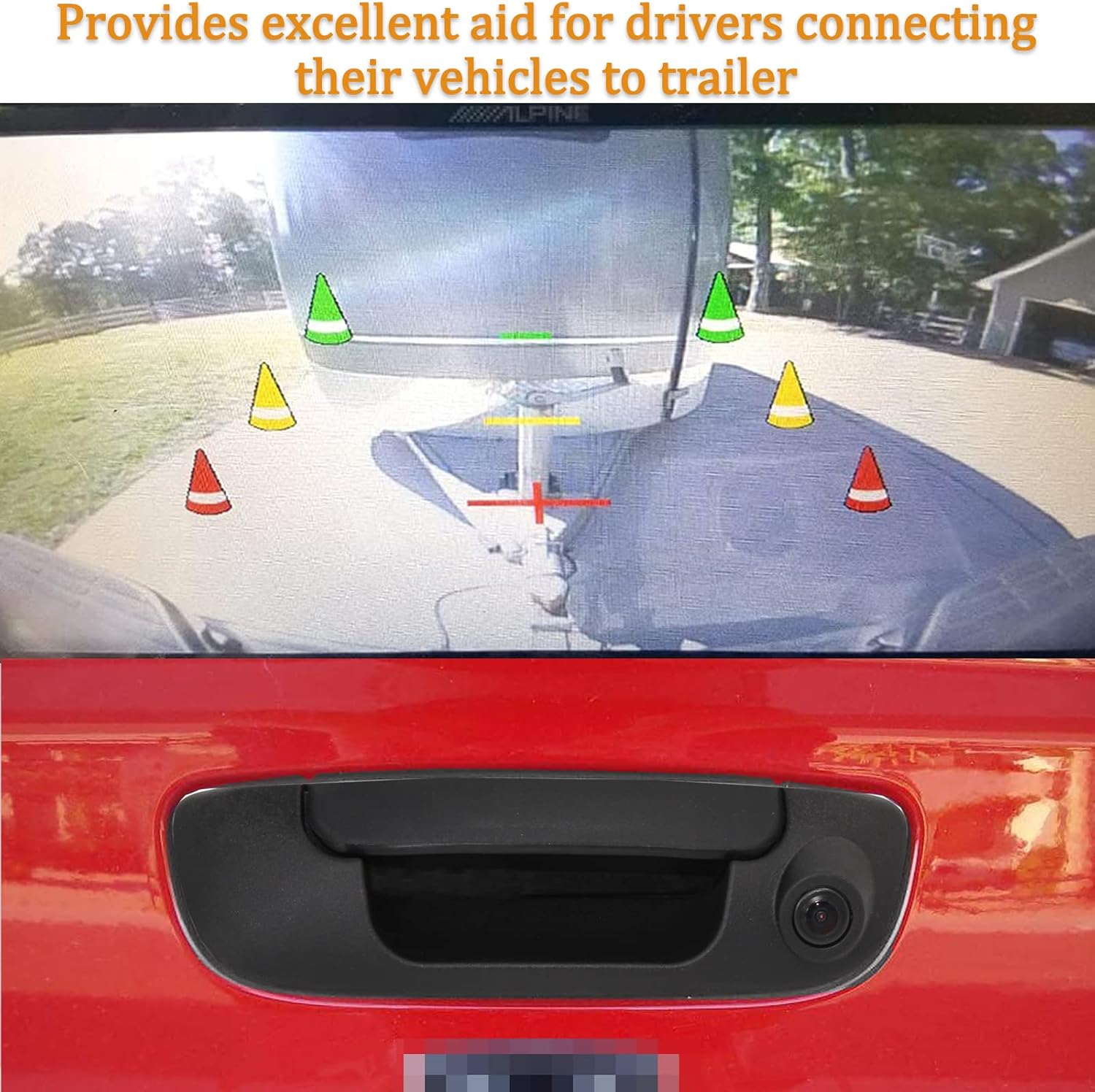 EWAY Tailgate Handle Backup Reverse Camera with 4.3 inch Rear View Mirror Monitor Kit for Dodge Ram 1500 2500 3500 2002-2008 Vehicle Safety Auto Reversing Parking Camera