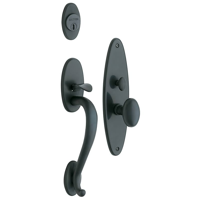 Baldwin 6560.DBLC Lexington Double Cylinder Mortise Handleset Trim Set Satin Brass and Black