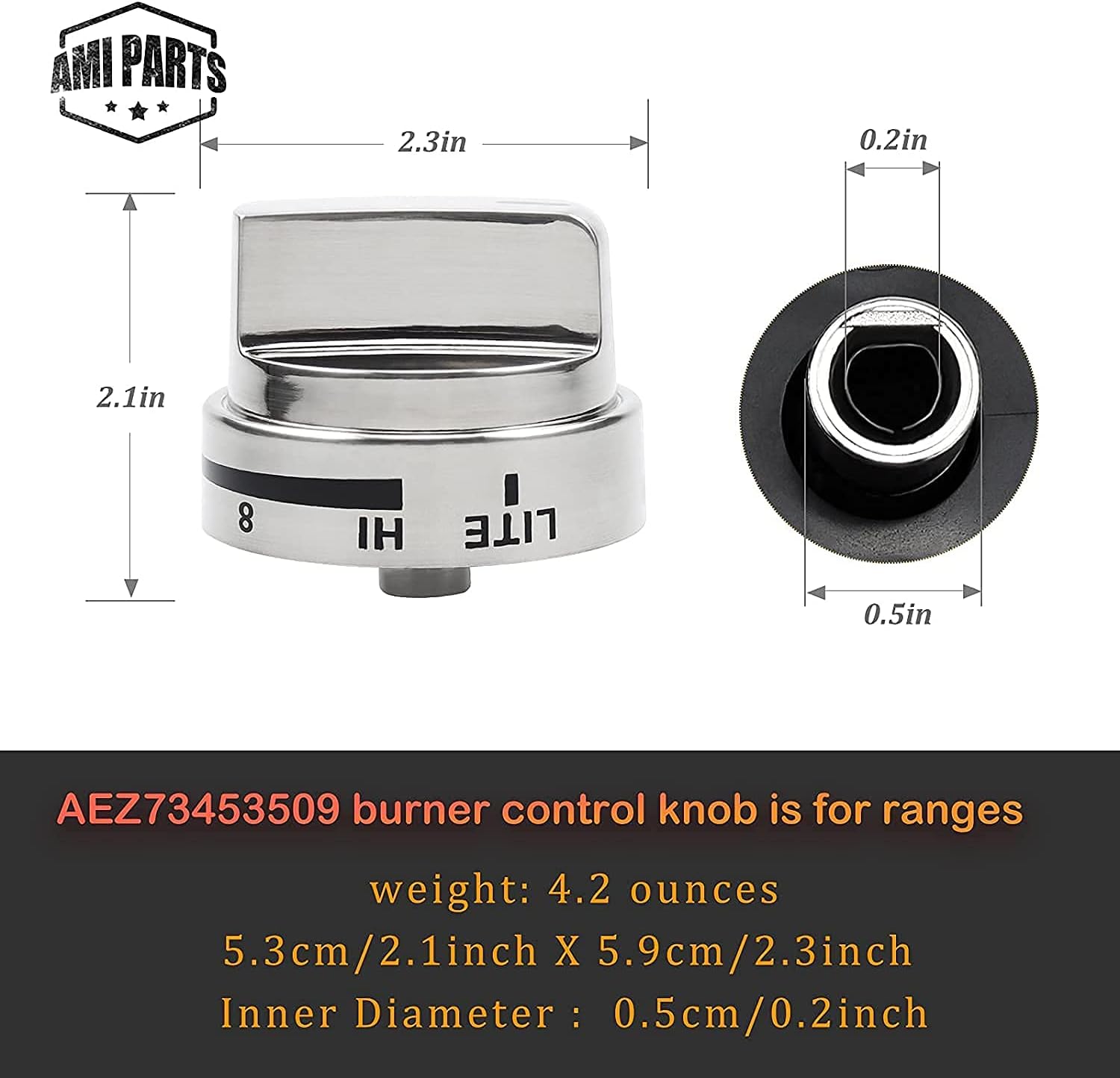AMI PARTS AEZ73453509 Range Burner Control Knob Compatible with LGRanges/Stoves/Ovens/Burners-Replaces AEZ72909007,AEZ72909008, AEZ72909013,AEZ73093308(5pcs) Pack of 2