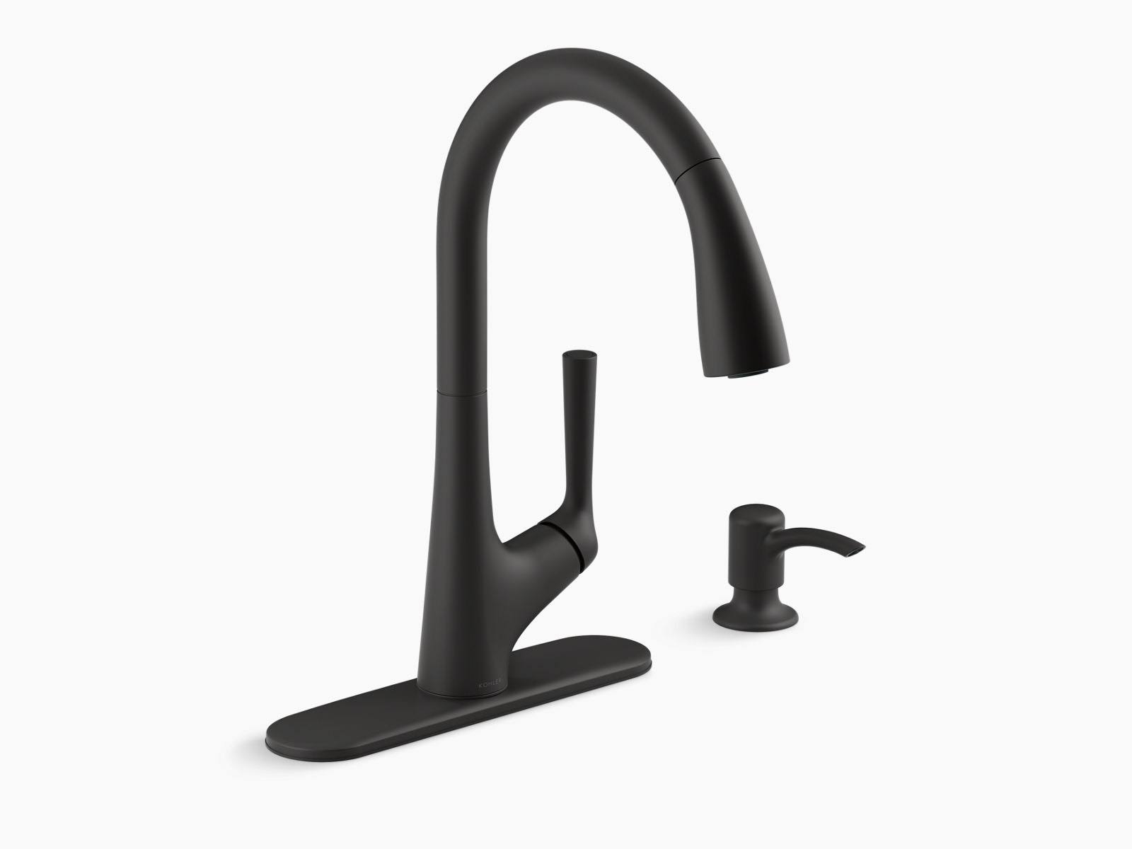 Kohler Elmbrook Single-Handle Pull-Down Sprayer Kitchen Faucet in Matte Black