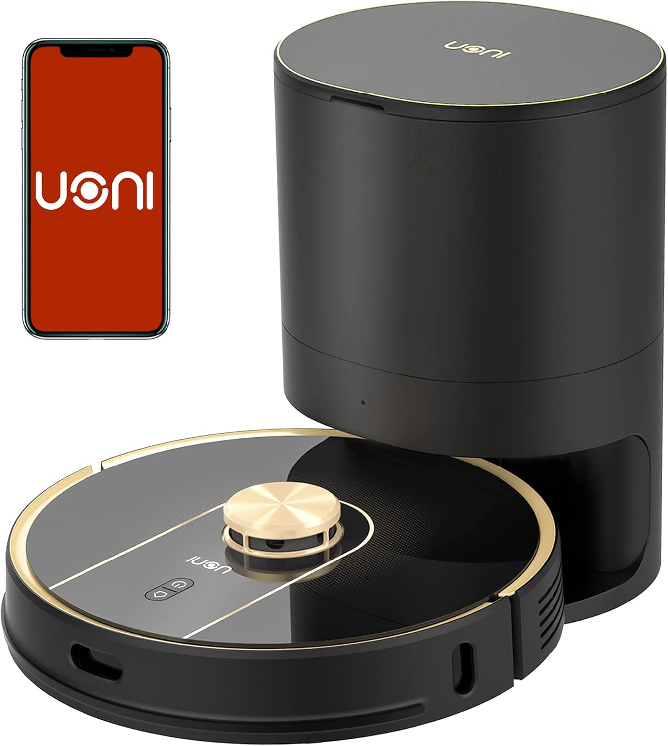 Robot Vacuum Cleaner Uoni V980Plus - 2700Pa Strong Suction Slim Design Robotic Vacuum Multiple Cleaning Modes Self-Charging Robotic Vacuum Cleaner with 5200mAh for Pet Hair, Hard Floor and Carpets