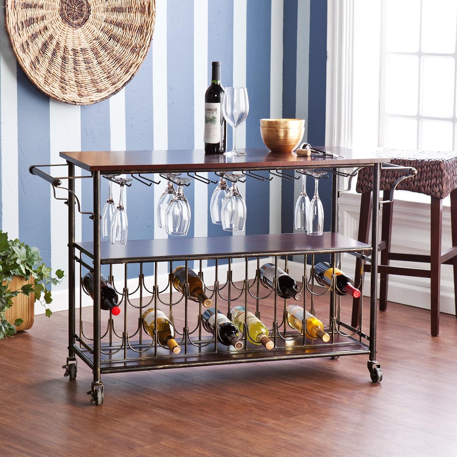 SEI Furniture Wine & Bar Cart, Black