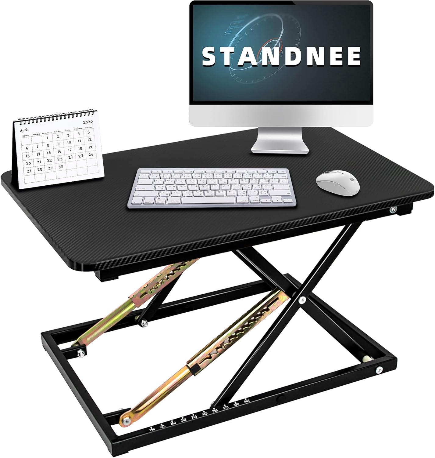 STANDNEE Standing Desk Converter, Height Adjustable Stand up Desk Riser, Fully Assembled Monitor Laptop Riser Workstation, Sit to Stand Desk for Home Office, Black, Pattern. Pack of 2