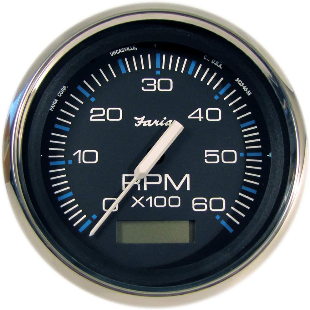 Faria 33732 Chesapeake Stainless Steel Tachometer with Hourmeter (6000 RPM) - 4