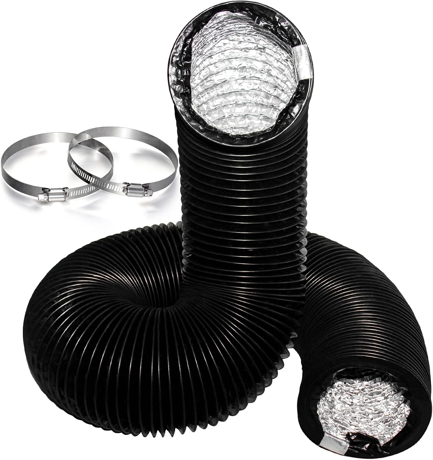 Dryer Vent Hose 4 Inch 10 Feet Flexible Adjustable PVC Material Air Dryer Duct Hose with 2 Hose Clamps for HVAC Ventilation