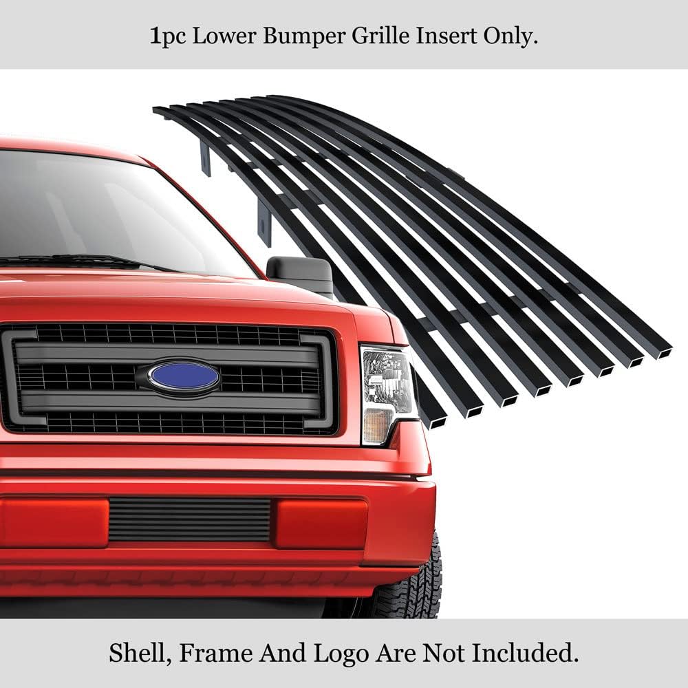 APS Compatible with 2009-2014 F-150 Lower Bumper Stainless Steel Black 8x6 Horizontal Billet Grille Insert N19-J98766F Pack of 2