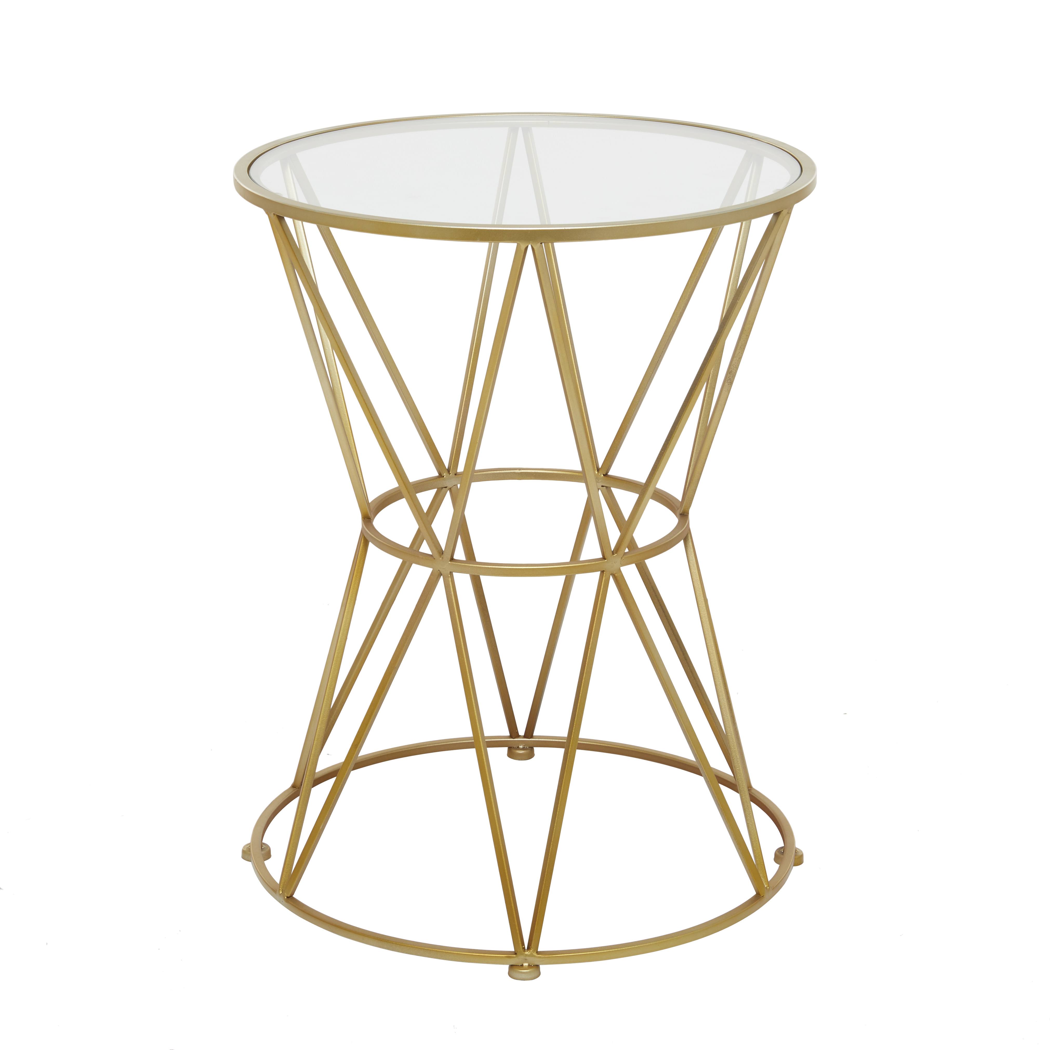Litton Lane 21 in. x 16 in. Gold Iron Contemporary Accent Table
