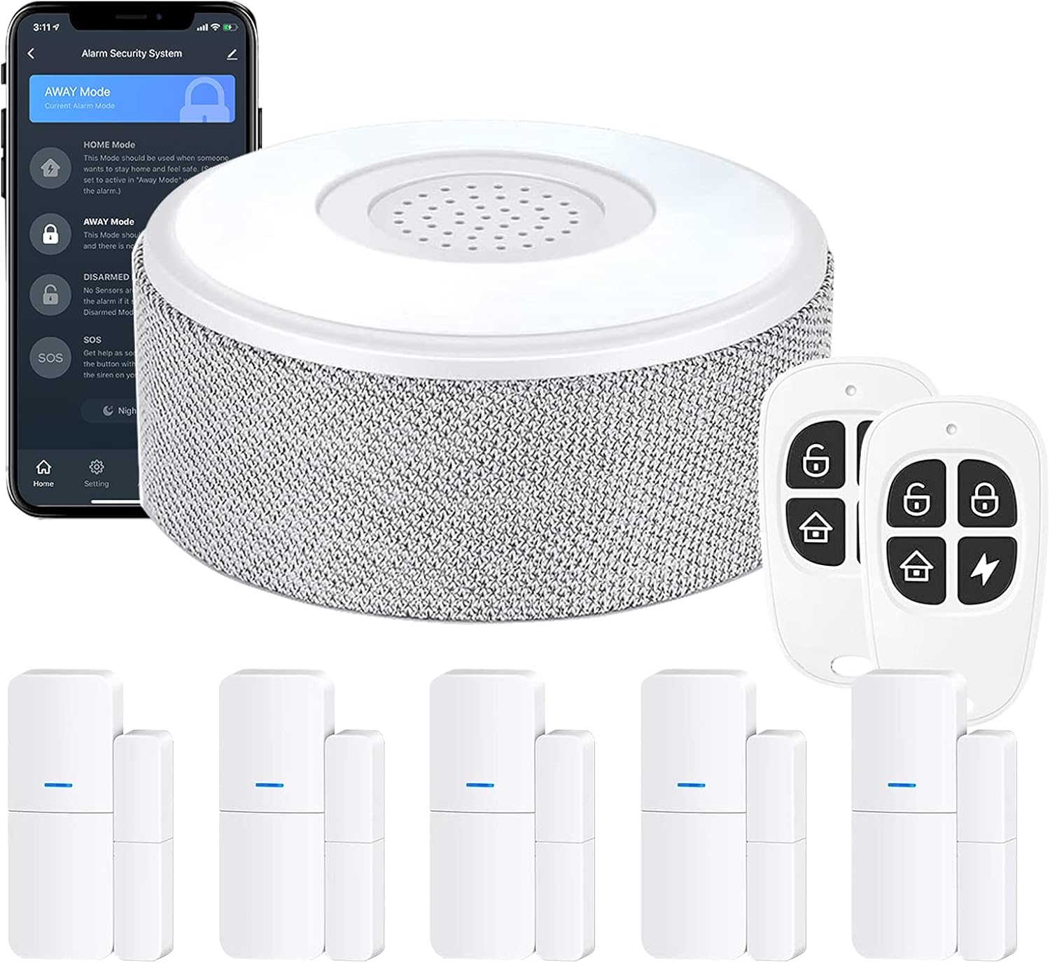 WiFi Door Alarm System(2nd Gen), Smart Home Alarm Security System DIY, Phone Alert, 8 Pieces-Kit (Alarm Siren, Door Window Sensors, Remotes), Work with Alexa, for House, Apartment, Alpha by tolviviov Pack of 2