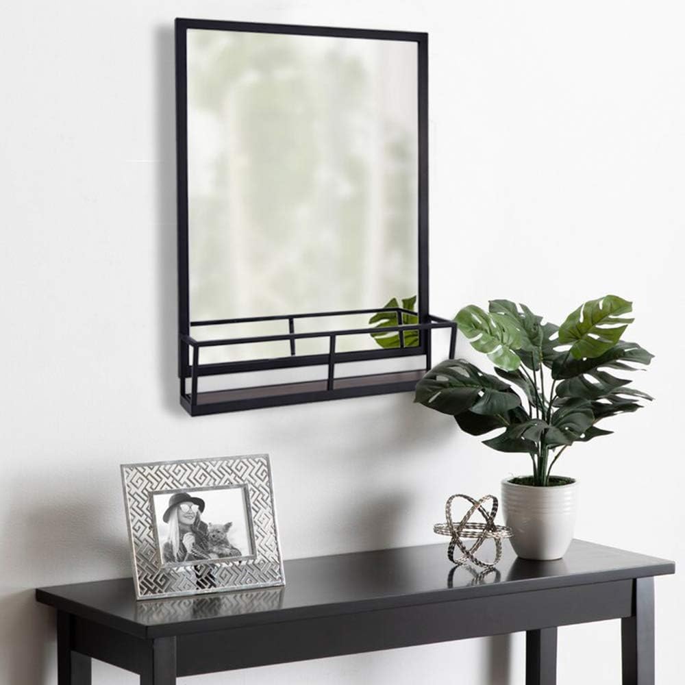 Chende Black Bathroom Mirror with Shelf, Large Accent Wall Mirror for Decor, Rectangle Decorative Mirror with Metal Iron Frame for Foyer, 30.3''H x 22.4''W