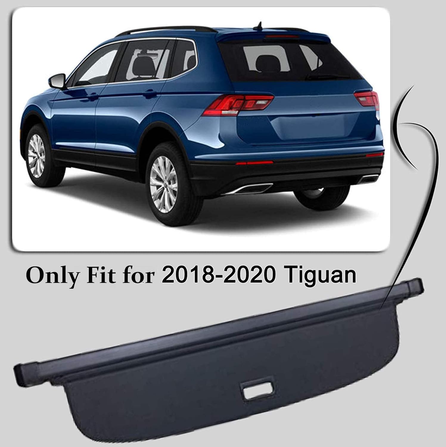 kaungka Cargo Cover Compatible for VW Volkswagen Tiguan 2018-2020 Black Trunk Shielding Shade