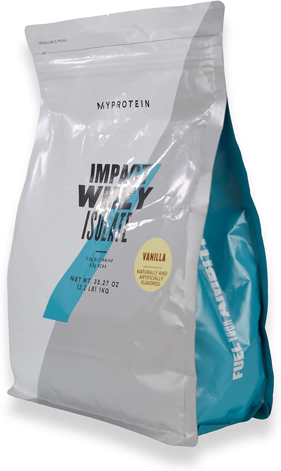 Myprotein Impact Whey Isolate Protein, Vanilla, 2.2 Pound (Pack of 1) Pack of 2