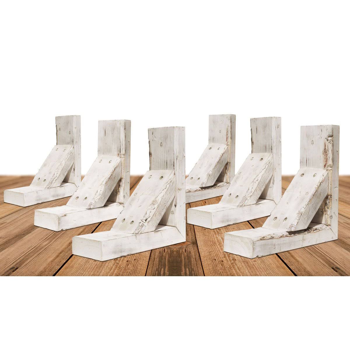Ekena Millwork 3 1/2 inchw x 10 inchd x 10 inchh Vintage Farmhouse BRACKET, Barnwood Decor Collection, Chalk Dust White (6-Pack)