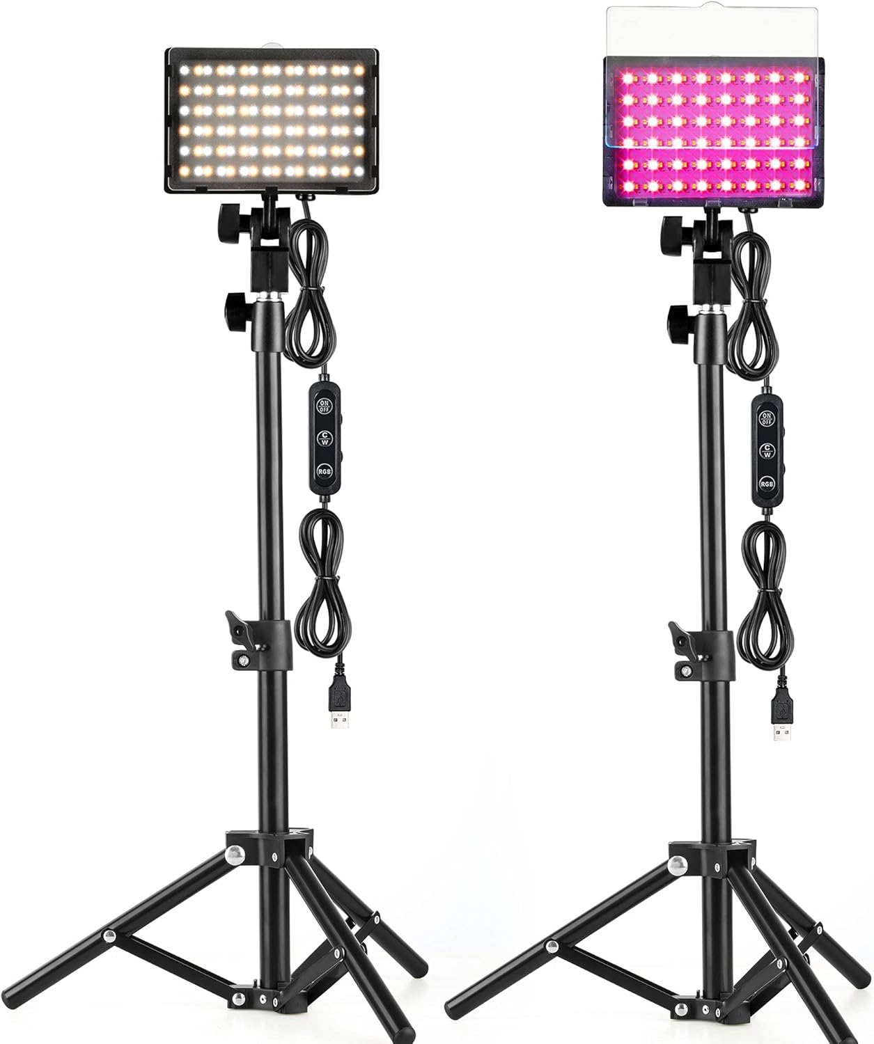 RGB Photography Lighting,USB Powered 2600K-6000K LED Tabletop Light with Stand , for Zoom Calls Video Conference Webcam Meeting Tiktok Game Streaming YouTube Photo Video Studio Shooting （2 Packs Pack of 2