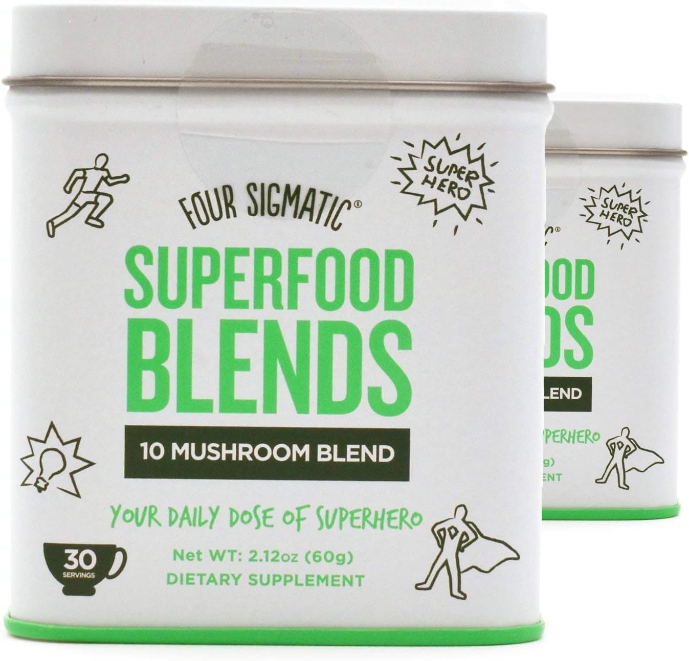 Four Sigmatic Superfood Blends 10 Mushroom Blend, 30 Servings. Vegan, Paleo and Gluten-Free Drink Mix, 60 Grams (2) Pack of 2