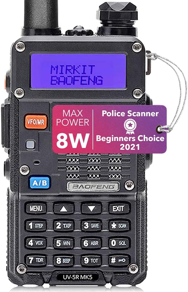 Mirkit x Baofeng Radio UV-5R MK3X Legal Power 2021 2100 mAh Li-ion Battery, Tri-Band Radio VHF, 1.25M, UHF, Mirkit Edition and Neck Strap Lanyard Mirkit Ham Radio Operator Pack of 2
