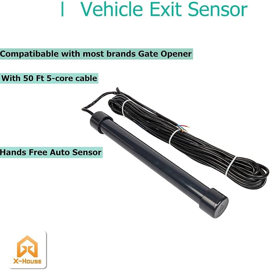 X X-HOUSE Driveway Vehicle Sensor for Automatic Gate Opener Vehicle Exit Sensor Kit Wired Exit Wand Driveway Car Vehicle Detector 50FT.Black