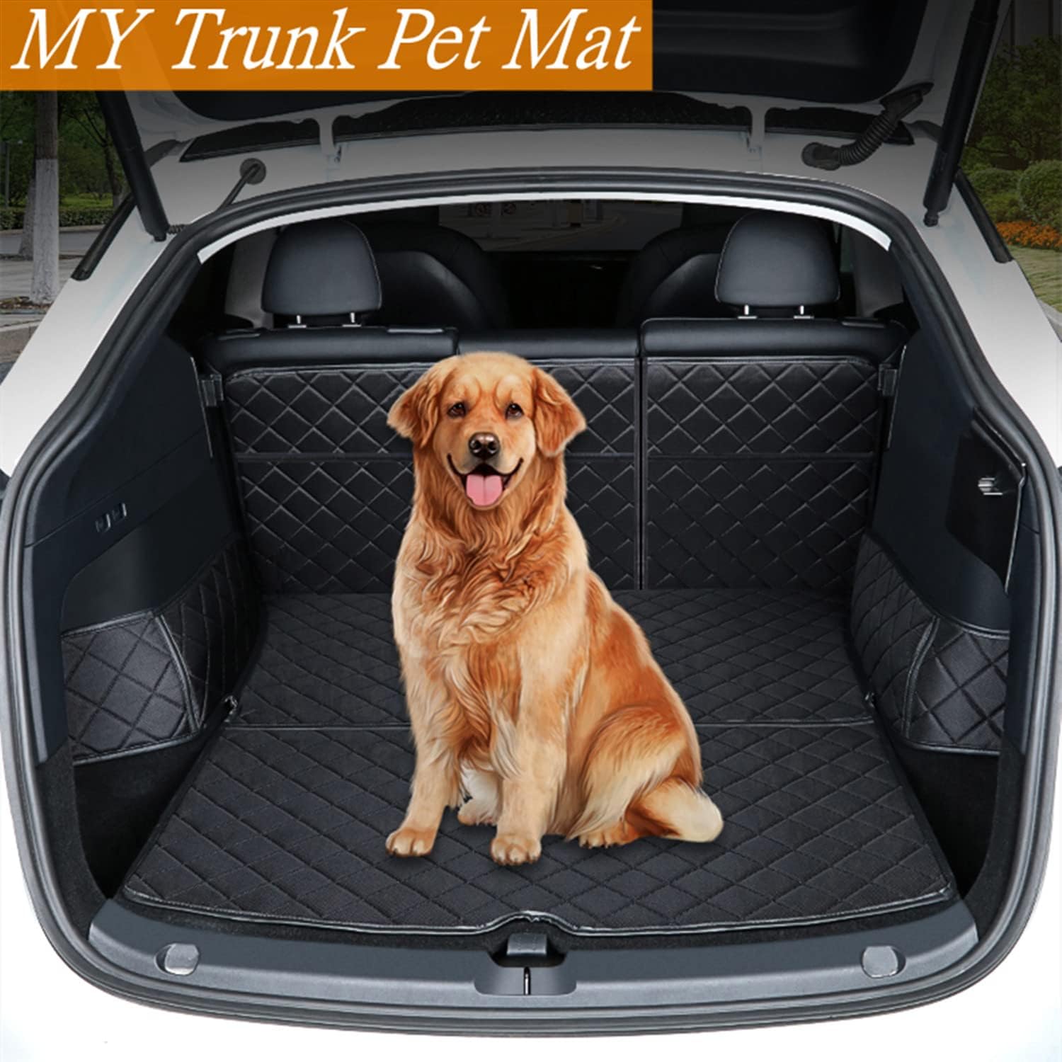 Newellev Tesla Model Y Trunk Mat Cargo Liner Waterproof Pet Mat Dog Car Seat Cover Compatible for 2021 2020 Model Y Accessories, Black Pack of 2