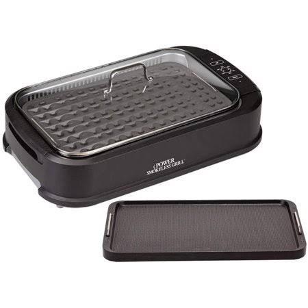 Power XL Smokeless Electric Indoor Removable Grill and Griddle Plates, Nonstick Cooking Surfaces, Glass Lid, 1500 Watt, 21x 15.4