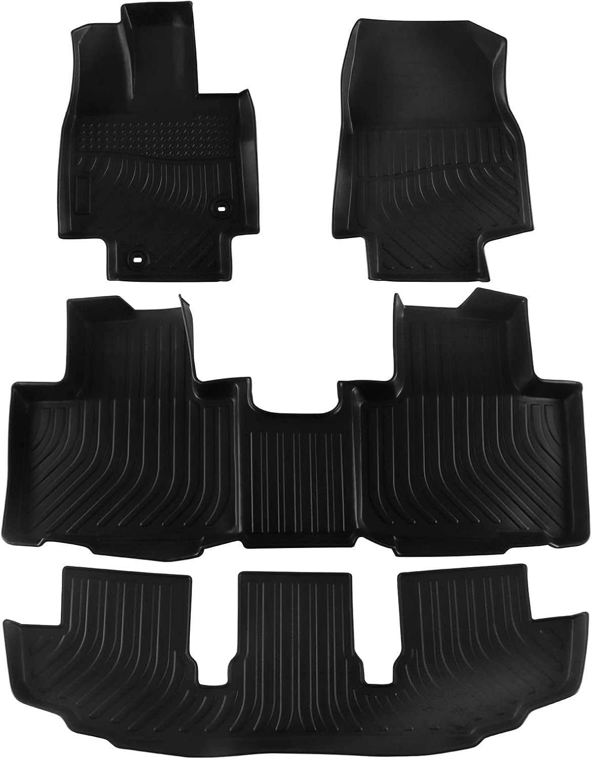 MotorFansClub Floor Mats Liners Fit for Compatible with Highlander 2020 2021 Cargo Carpet All Weather Protector Front Rear Mats TPE Black