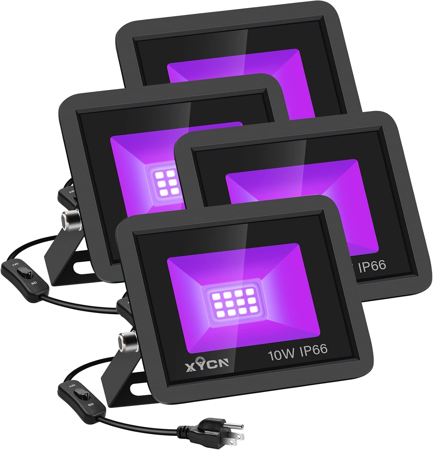 XYCN 2 Pack 50W LED Black Light, IP66 Waterproof Blacklight Flood Light with Plug and Switch, Black Flood Light Neon Glow for Glow Party, Halloween, Fluorescent Poster, Body Paint, Aquarium