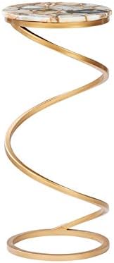 Powell Atlee Spiral Metal and Granite Drink Table in Black and Gold