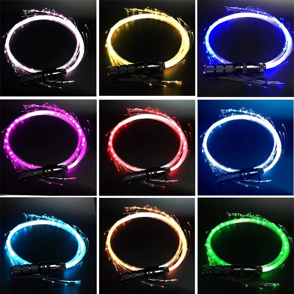 6 Ft Fiber Optic Whip, 360° Swivel 40 Mode Effects Super Bright, Light Up Rave Toy | EDM Pixel Flow Lace Dance Festival Pack of 2