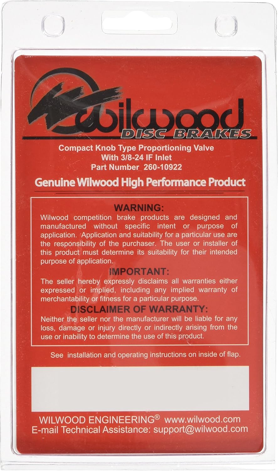 Wilwood Proportioning Valve, 3/8-24 in Inverted Flare Female Inlet, 3/8-24 in Inverted Flare Female Outlet, Adjustable 100-1000 psi, Knob Type, Aluminum, Each, Natural