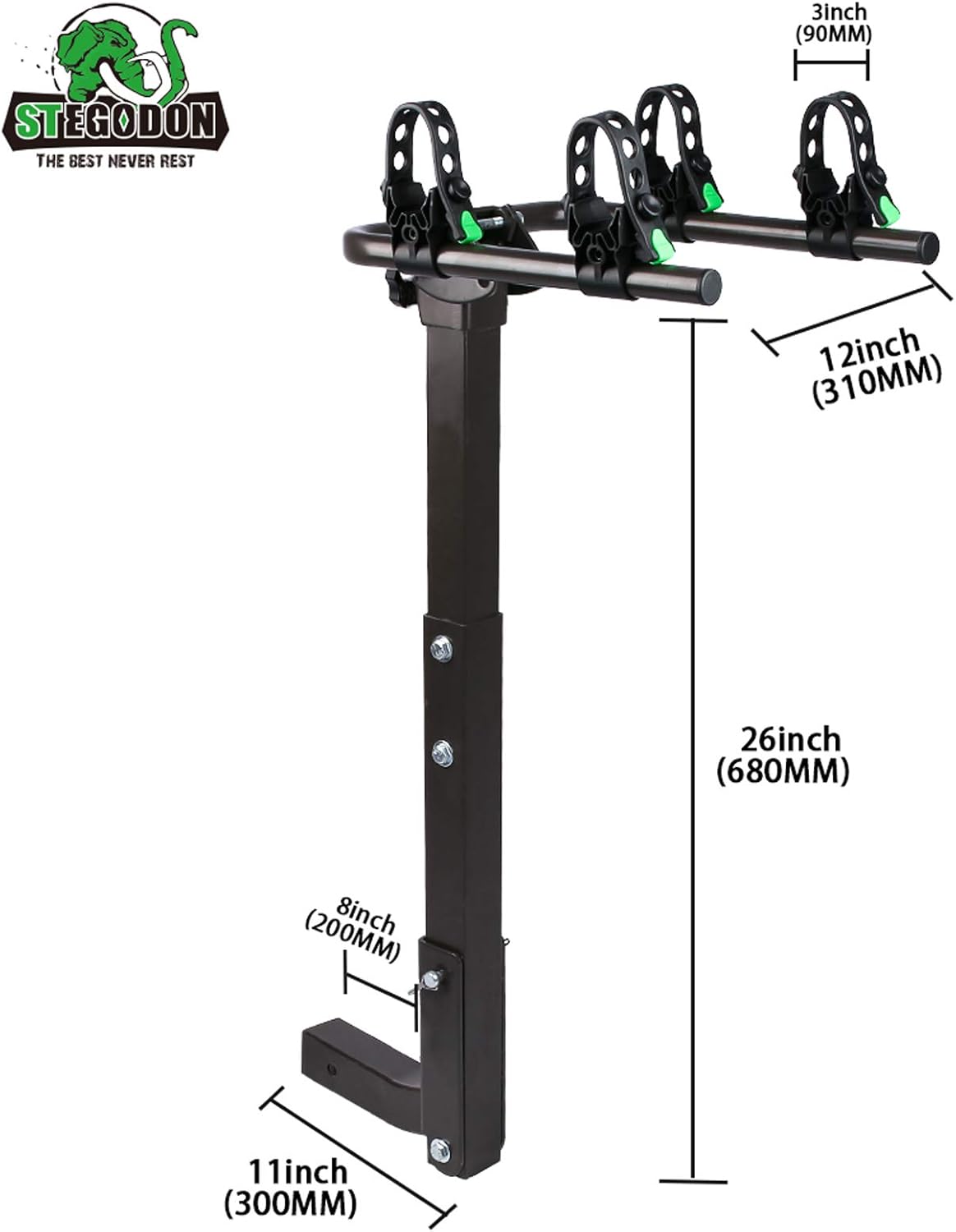 STEGODON 2 Bike Hitch Rack 2'' Hitch Receiver Heavy Duty Bicycle Carrier Racks Hitch Mount Double Foldable Rack for Cars, Trucks, SUV，Hatchback RV，Tow Hitch and Minivans