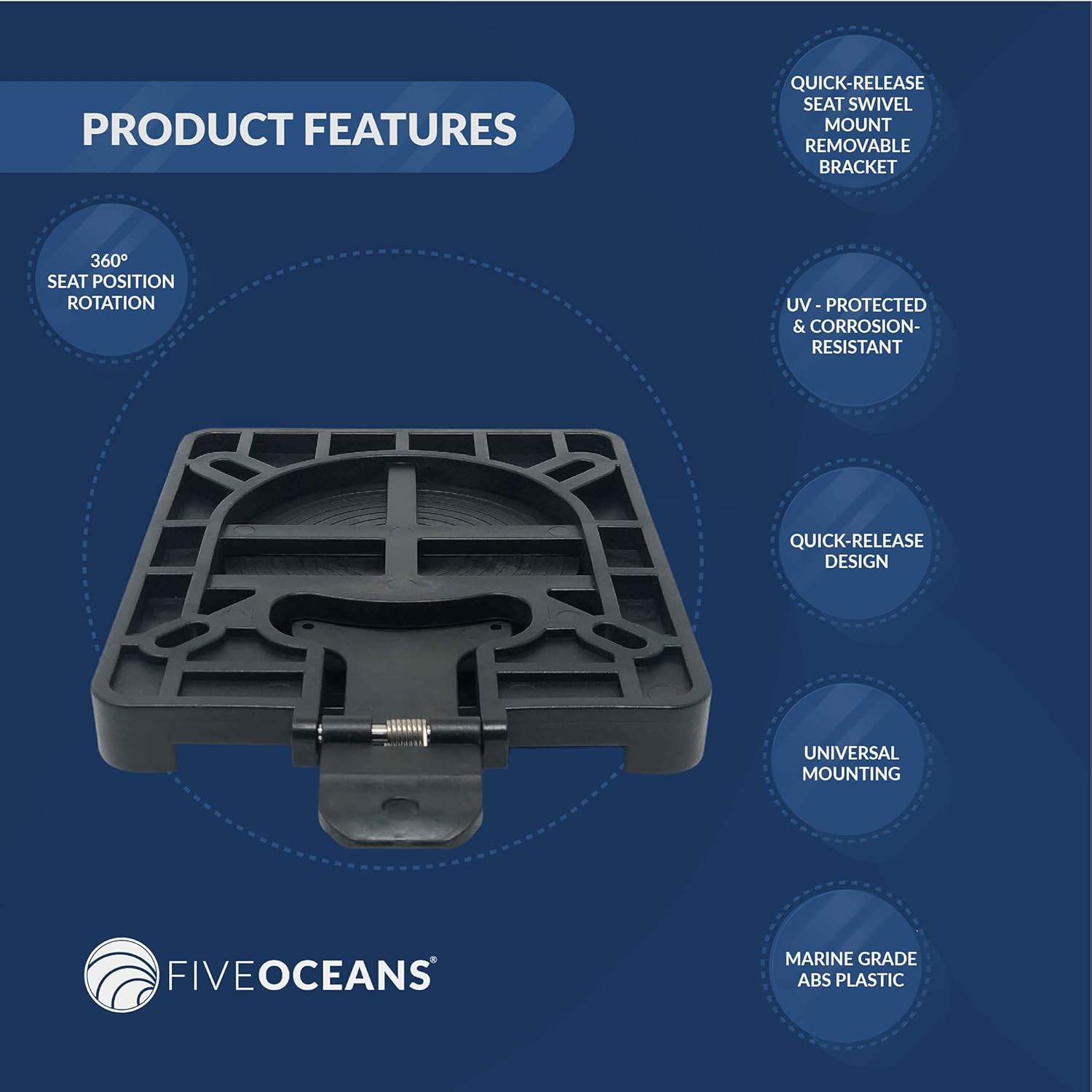 Five Oceans Marine Boat Quick-Release Seat Swivel Mount Removable Bracket (Pair) FO-3891-M2 Pack of 2