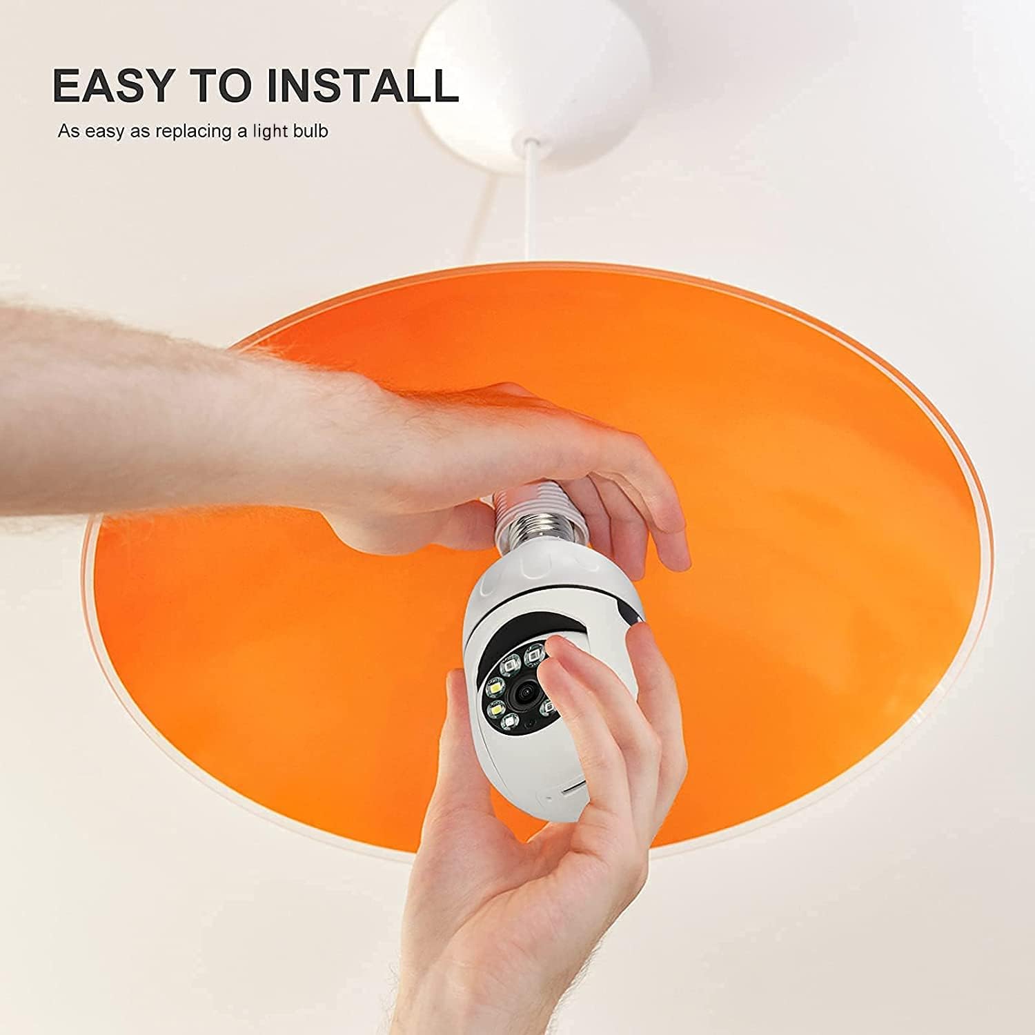 WooLink E27 Bulb Camera, 1080P Security Camera System with 2.4GHz WiFi, 360 Degree Wireless Home Surveillance Cameras, Night Vision, Two Way Audio, Smart Motion Detection Pack of 2