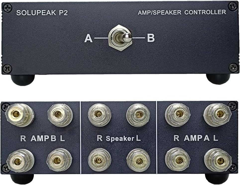 SOLUPEAK P2 2(1)-in-1(2)-Out Amp Amplifier Speaker Switcher Selector Switch Splitter 2-Way Loudspeaker Control Combiner Box Pack of 2