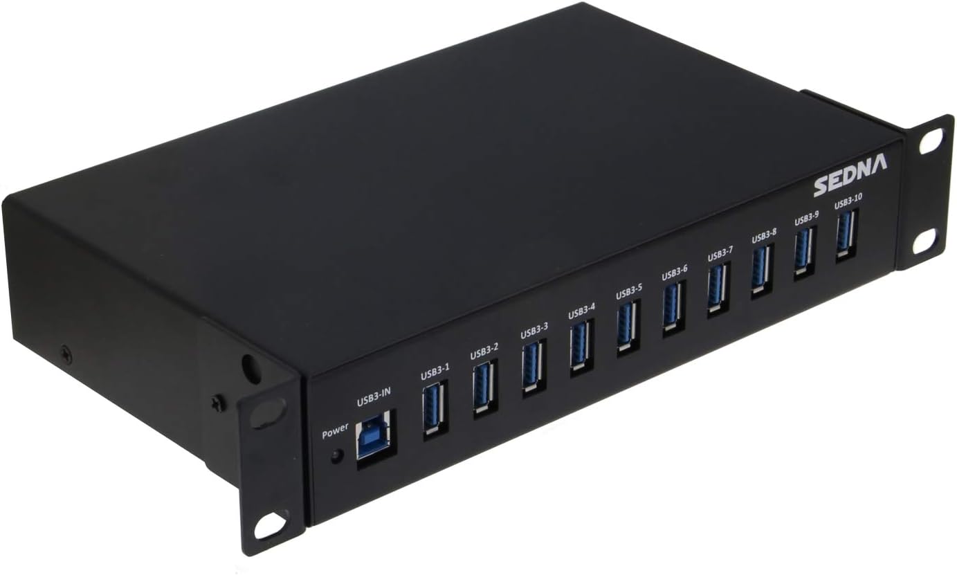 10 Port USB 3.1 Gen I Hub ( 5Gbps ) - 10 Inch 1U Rack Mount