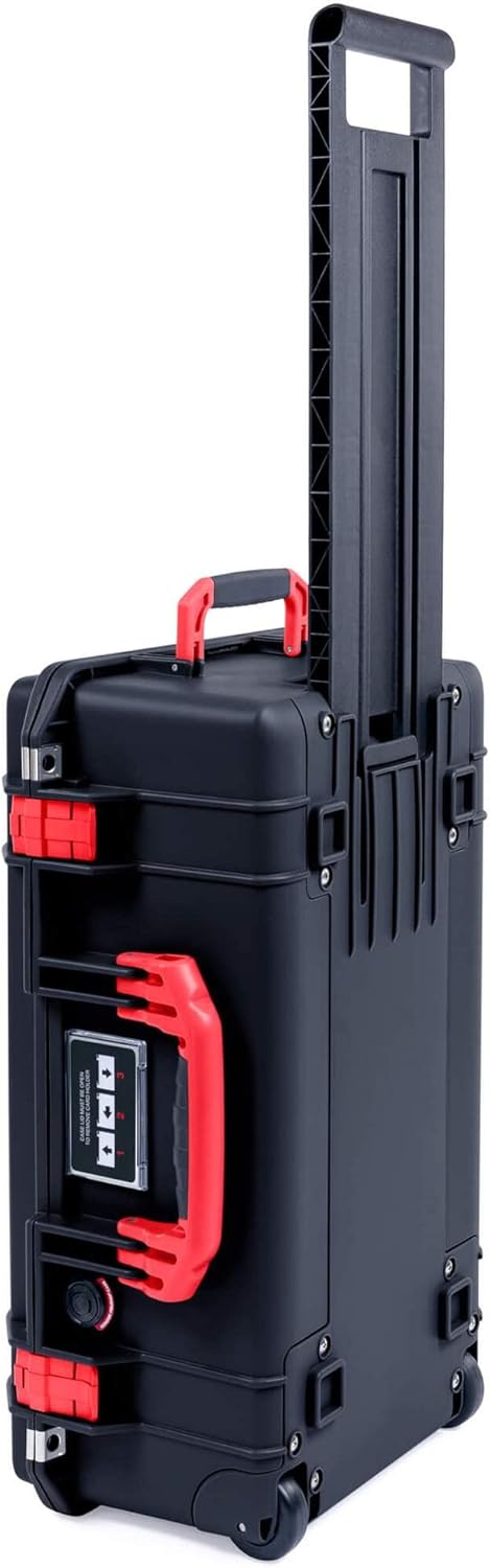 Black Pelican 1535 Air case with red Handles & latches. Comes with TrekPak Dividers & mesh lid Organizer.