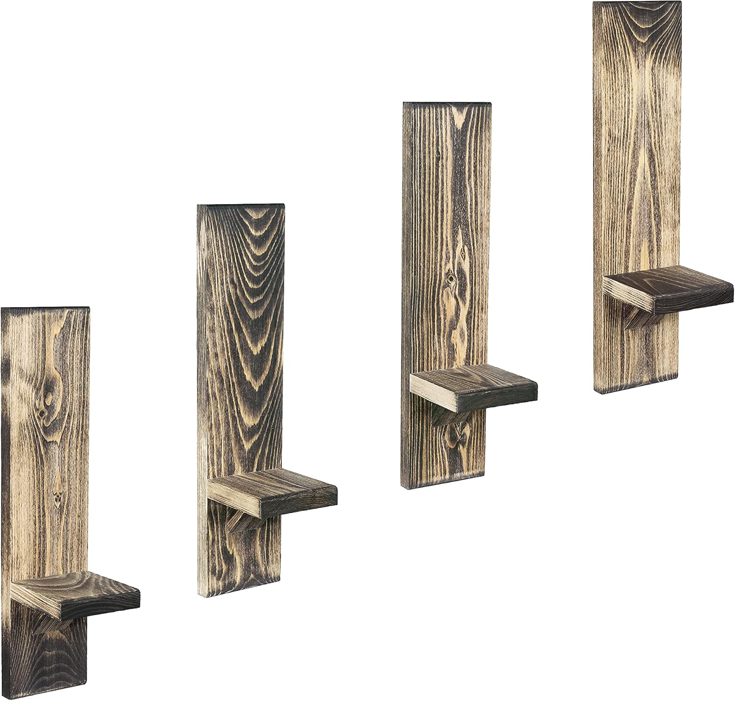 Local Beavers Decorative Wall Holders and Candle Sconces, Wooden Wall Mounted Hanging Shelves - Set of 4 (Golden Oak/Brown) Pack of 2