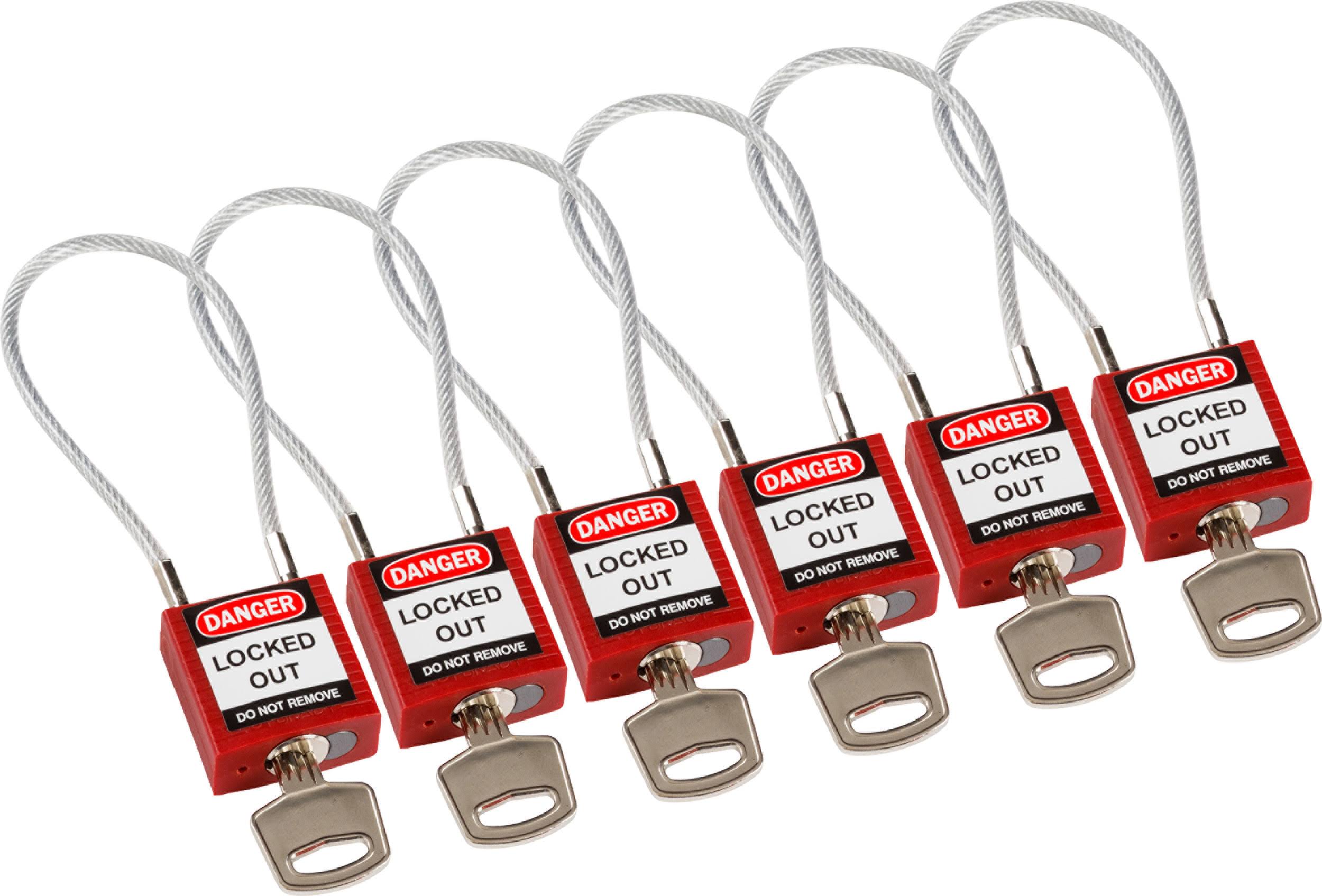 Brady 146128, 20cm Compact Cable Padlock KA - Red