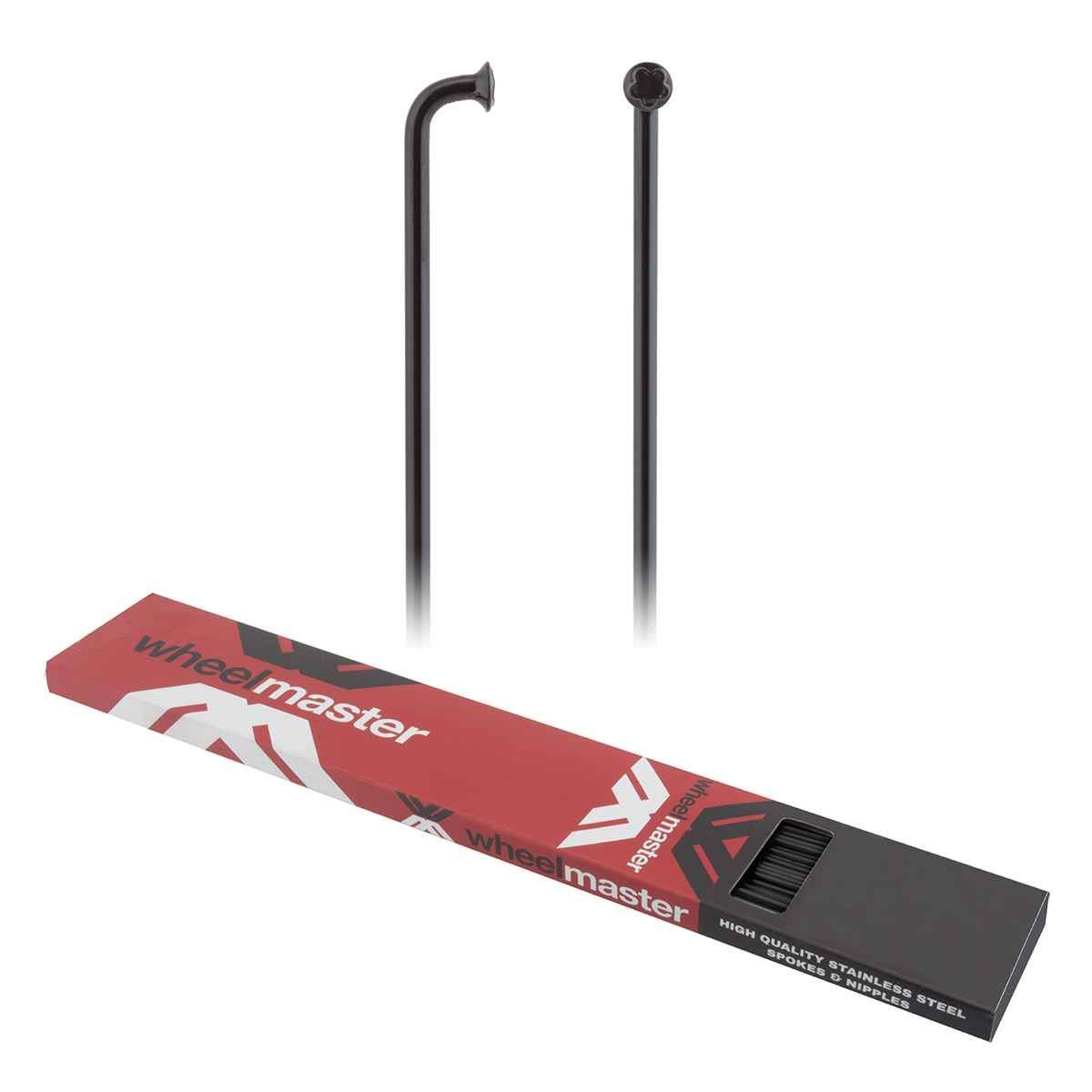 Wheel Master Black Stainless Steel Spokes, 14G, 297mm, Box of 75