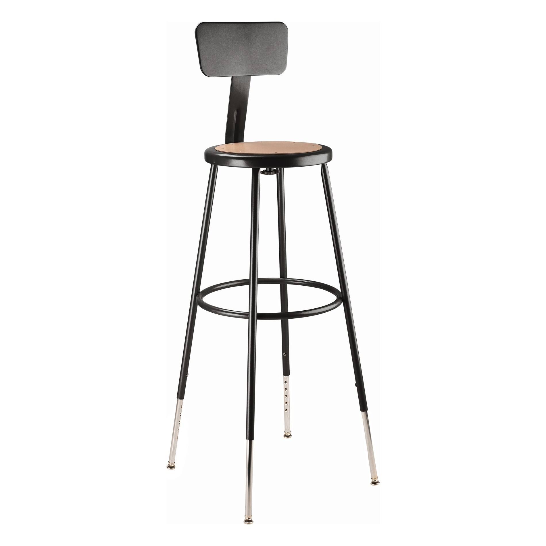 NPS 6200 Series 32-39x22 Metal Heavy Duty Stool with BACKREST in Black