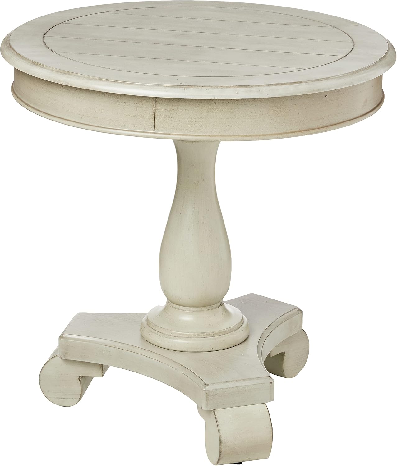 OSP Home Furnishings Avalon Hand Painted Round Accent Table, Antique Grey
