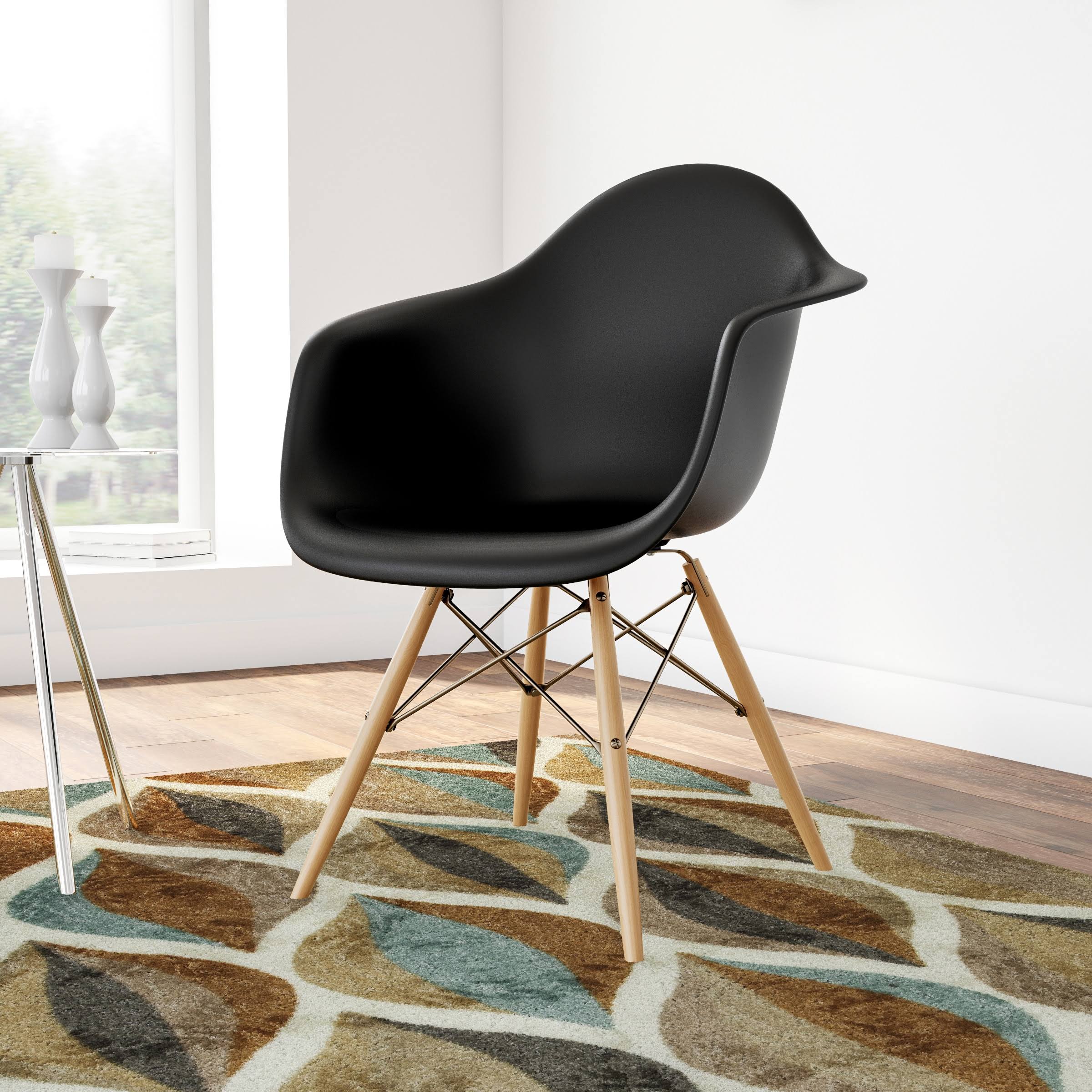 Carson Carrington Bremsnes Molded Chair with Wood Legs - Chair, Black